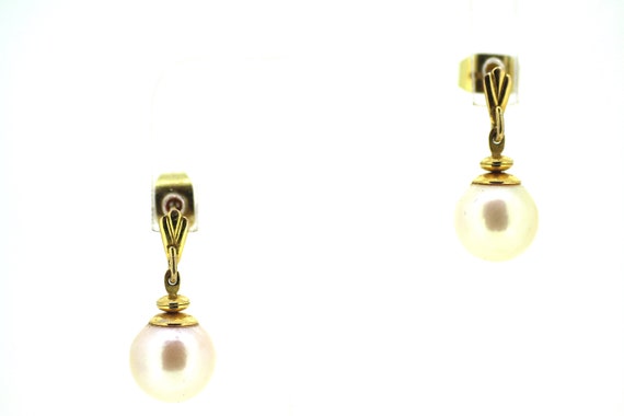 Gold Pearl Drop Earrings / Vintage Pearl Drop Earr