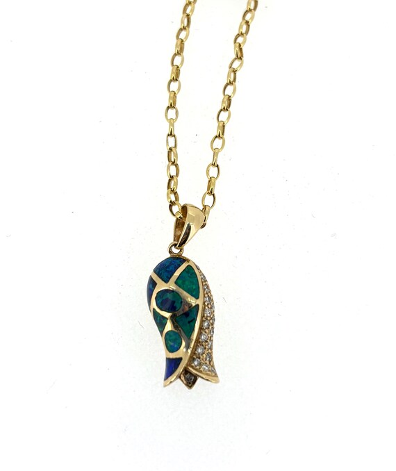 14ct Gold, Diamond & Opal Necklace/jewellery/14ct yellow gold necklace View 2