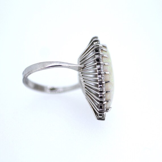 Large pear shaped Opal and Diamond ring/18ct whit… - image 4