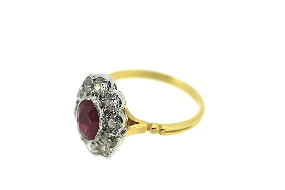 18ct Art Deco Ruby and Diamond Ring / Antique Rub… - image 6