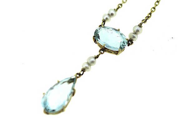 Vintage Aquamarine Pendant / Antique Aquamarine Ne