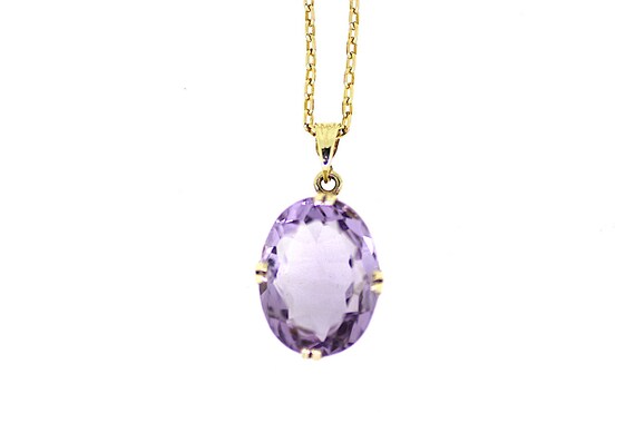 Vintage Amethyst Solitaire Pendant / Edwardian Ame