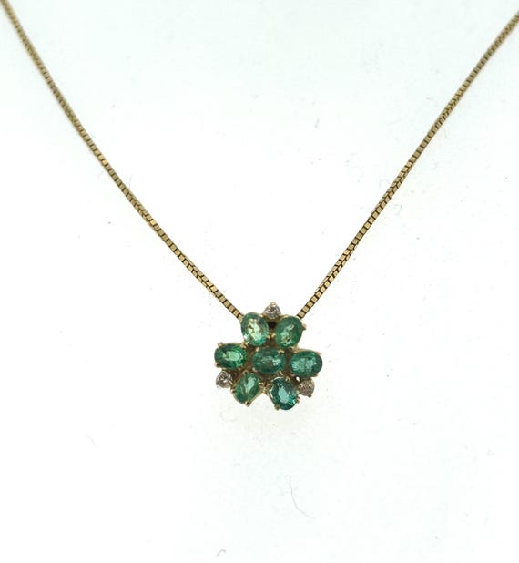 9ct Yellow Gold, Emerald & Diamond Necklace/Jewellery/9ct Necklace