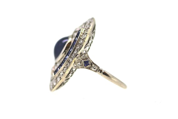 18ct Art Deco Sapphire Ring / Art Deco Diamond Sa… - image 7