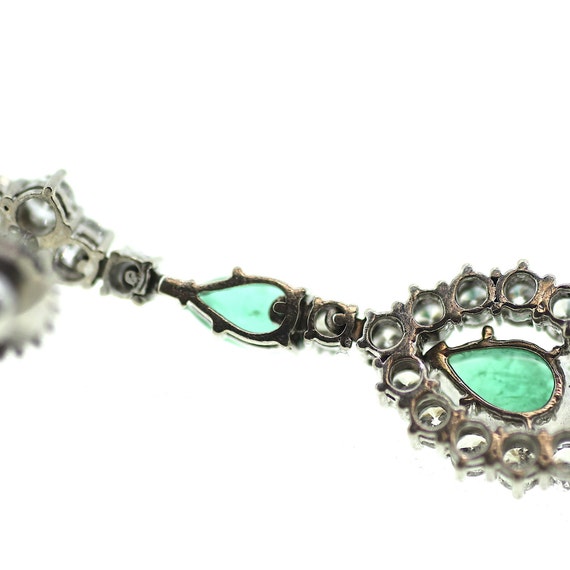 Antique Emerald Diamond Chandelier Drop Earrings … - image 9