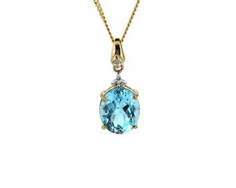 9ct Yellow Gold, Diamond & Topaz Necklace/9ct Topaz Necklace/Jewellery/Topaz jewellery/Necklace