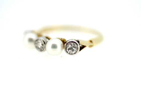 18ct Art Deco Pearl Diamond Ring/ 18ct Pearl Ring… - image 2