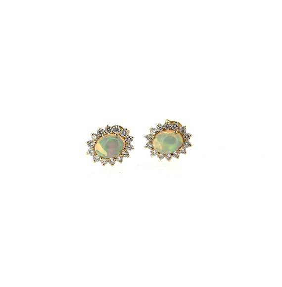 18ct Gold, Opal & Diamond Earrings/jewellery/18ct yellow gold.