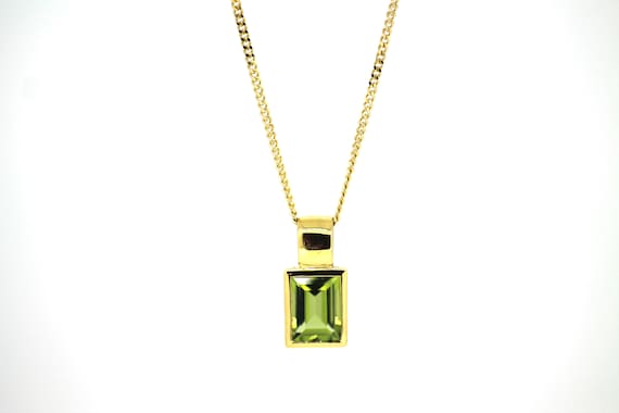 Peridot Solitaire Pendant / Genuine Peridot Penda… - image 1