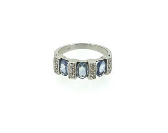 9ct White Gold, Diamond & Tanzanite Ring/Jewellery/Diamond and Tanzanite Ring/Ring/Vintage Jewellery/9ct Ring.