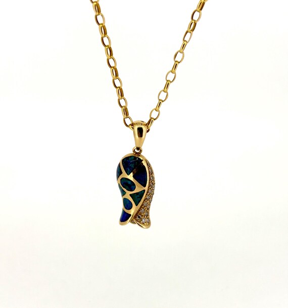 14ct Gold, Diamond & Opal Necklace/jewellery/14ct yellow gold necklace