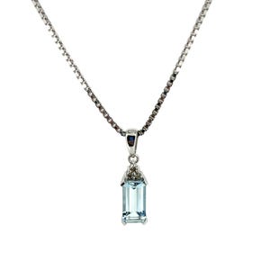 Halskette/Schmuck aus 14-karätigem Gold, Aquamarin und Diamanten / Kette aus 9-karätigem Gold / Anhänger aus 14-karätigem Gold