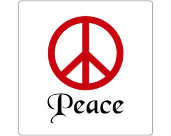 Peace with peace sign.  Square Stickers   4 sizes