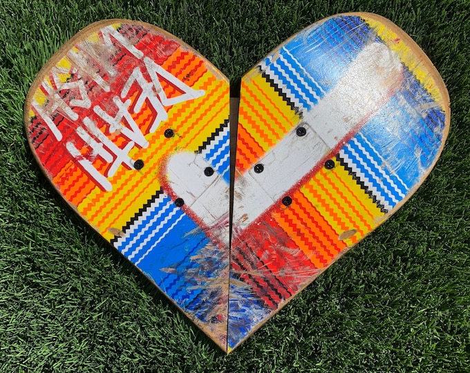 Gifts for skaters, Skateboarding, skateboard decor, skateboard heart, recycled, skateboard art, Unique gift, wall art, Valentine's Day gift