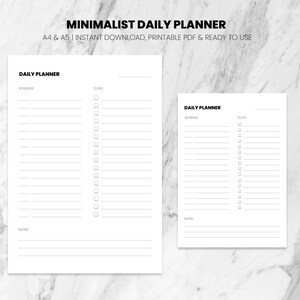 Minimalist Daily Planner Printable, Daily To Do List, Productivity Planner, Undated planner inserts. A4 / A5