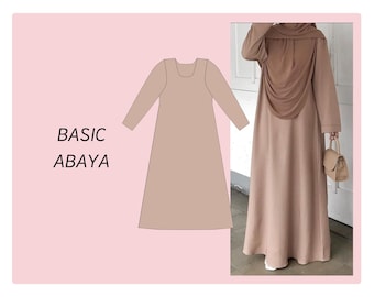 Basic Abaya PDF Sewing Pattern Sizes 6-16 A4/A0 UK Paper size (Muslim Fashion, Womenswear, Abaya Fashion, Hijab, Modest Dress)