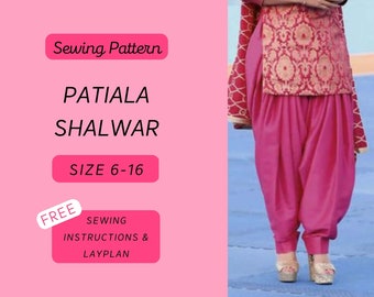 Patiala Shalwar/Salwar PDF Sewing Pattern Sizes 6-16 (Asian Clothing, Womenswear, Indian Fashion, Pakistani Fashion, Kurti, Kameez, Kurta)