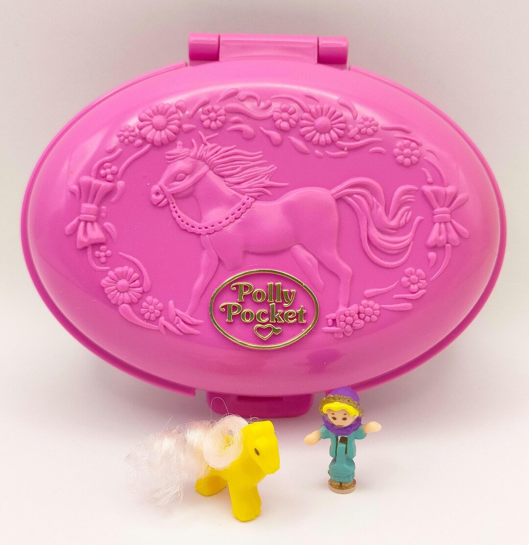 Polly Pocket 1995 – Palomino Pony – Version Jaune Pâle – COMPLET – Neuf