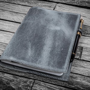 Leather Slim B6 Notebook / Planner Cover - Crazy Horse Smoky