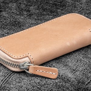Leather Zippered Double Pen Case for Kaweco - Pocket Pen - Undyed Leather-