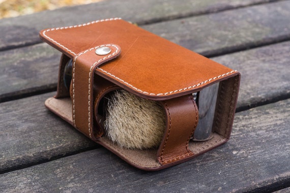 Trousse De Toilette Voyage En Cuir Pleine Fleur - Dopp Kit Organisateur Noir, Format Moyen
