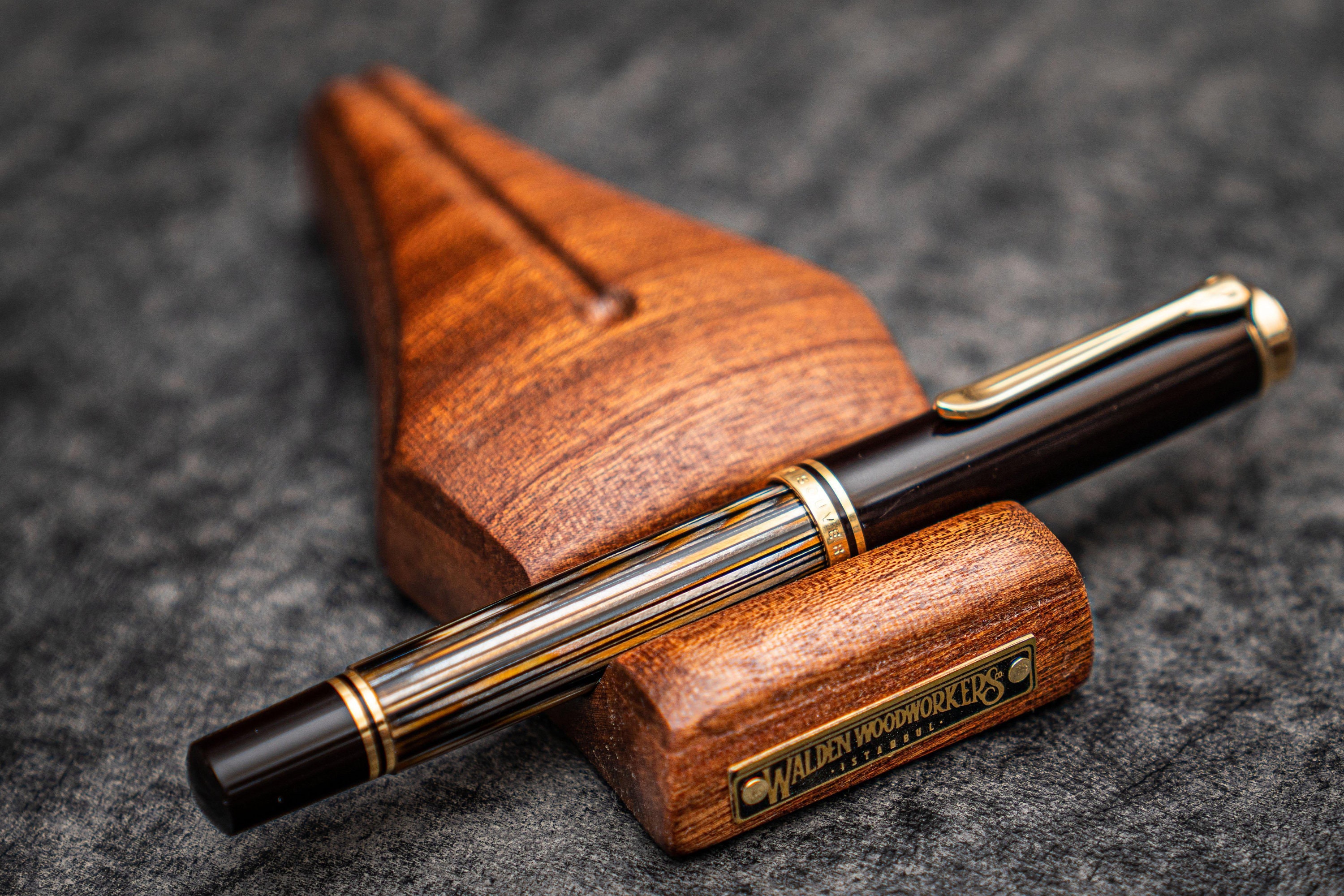 The Nib Rest Wooden Pen Stand - Mahogany Pen Rest, Handmade Fountain ...