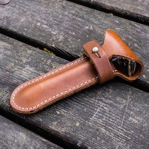 Leather Safety Razor Case - Brown