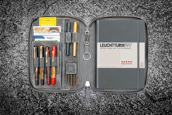 Leather Zippered Notebook Folio - Zippered A5 Cover, Leuchtturm1917 Notebook Case, Journal Portfolio, Travel Notebook, Gift for Writer