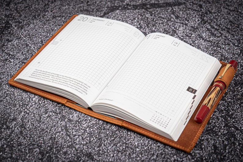 Crazy Horse Brown Leather Slim A6 Notebook Planner Cover