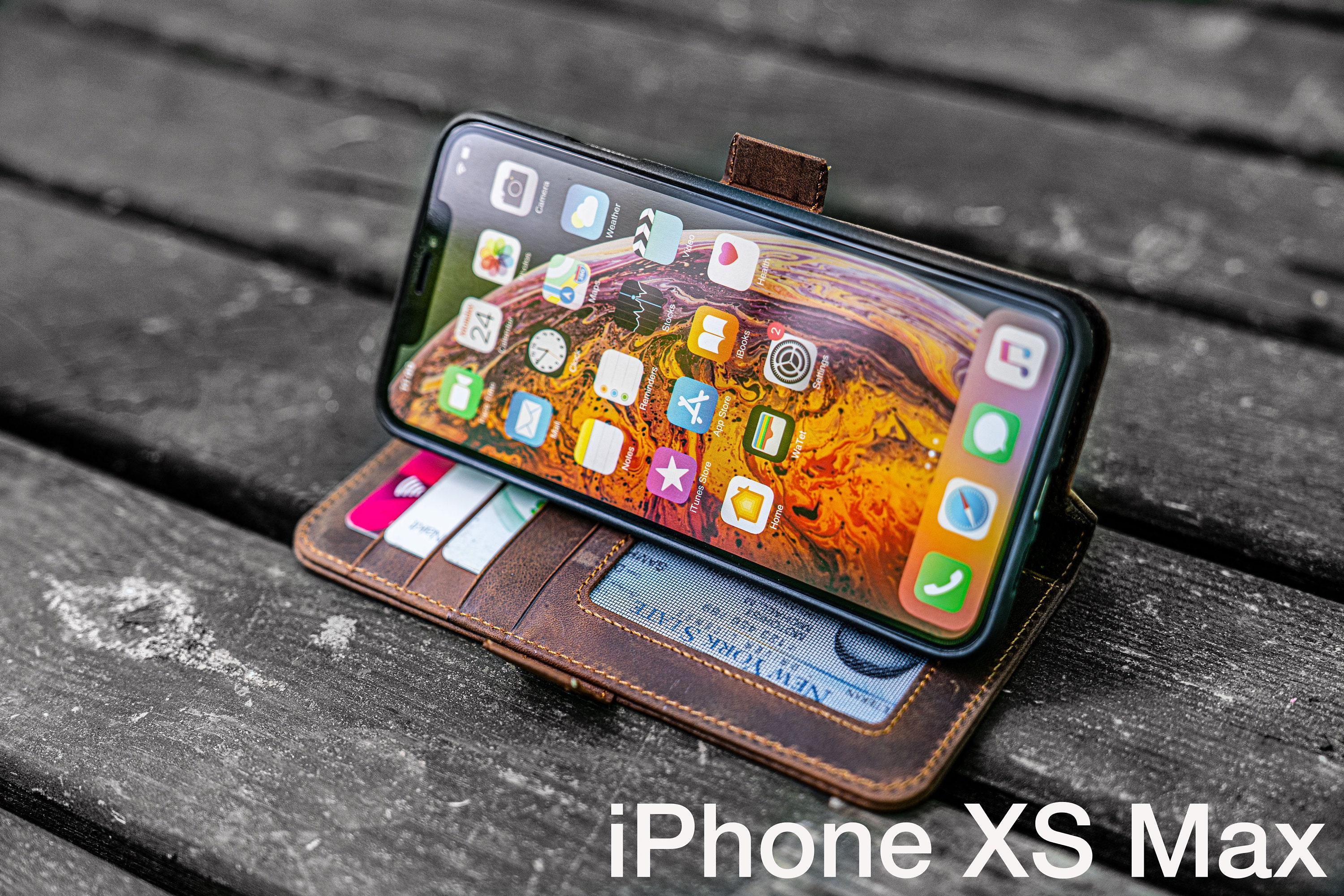 Custodia a portafoglio per iPhone Xs Max con porta carte, portafoglio in pelle PU di alta qualità con supporto per carte, doppia chiusura magnetica e resistente copertura antiurto