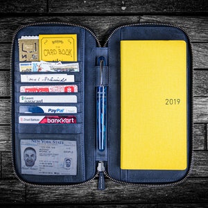 Leather Zippered Hobonichi Weeks Cover - Crazy Horse Navy Blue