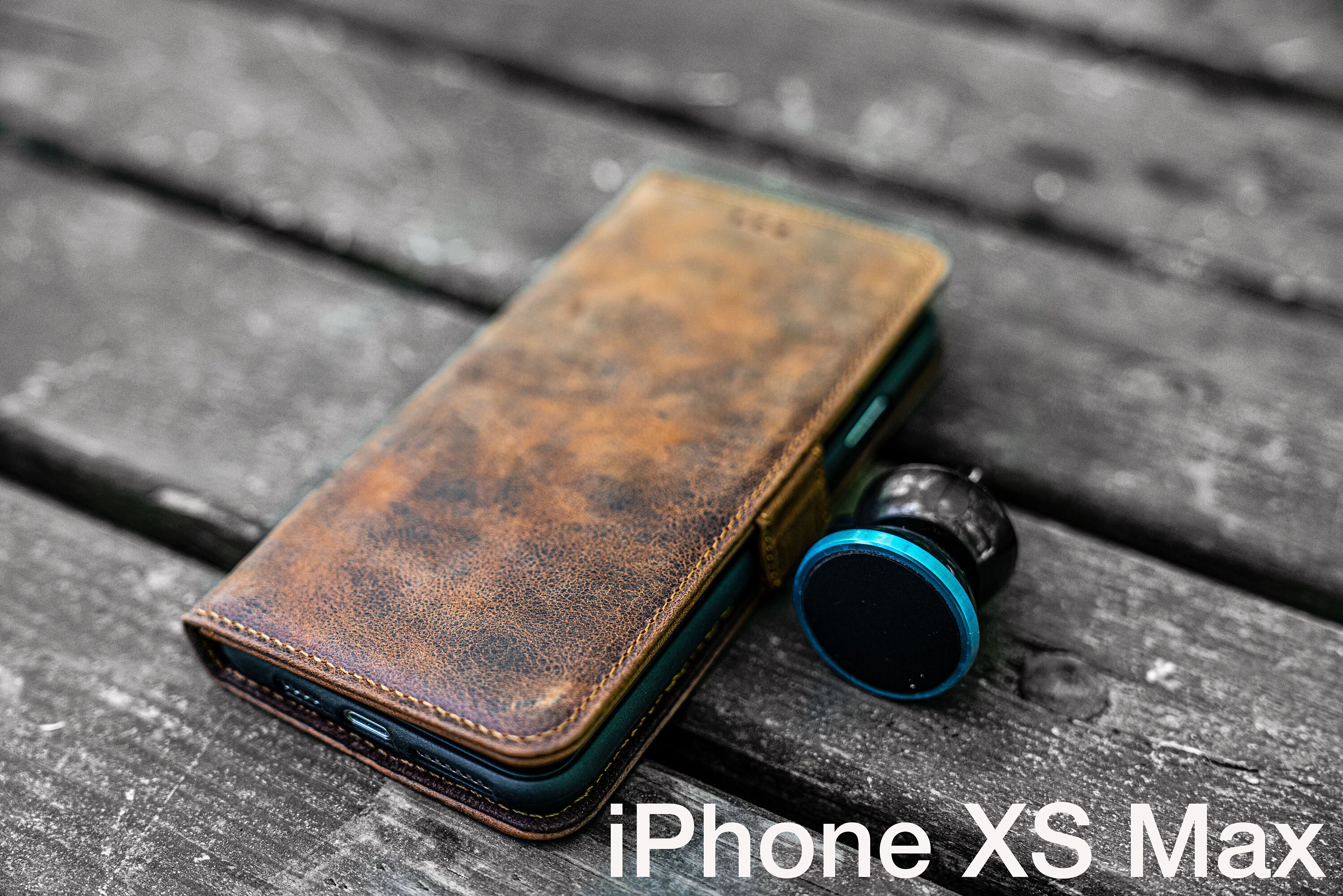 ELESNOW Cover iPhone XS Max, Custodia iPhone XS Max Antiurto Custodia in Pelle Magnetica Libro Flip Portafoglio per Apple iPhone XS Max - 6.5 (Cachi