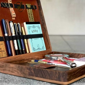 Portable Writing Box Writer Gift Writing Box Writing Slope Lap Desk Writing Desk Travel Writing Wooden Travel Box image 3