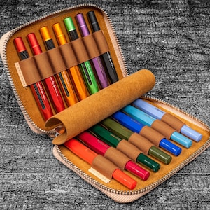 Collector Pen Case for 14 Kaweco Pens - Undyed Leather