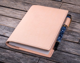Leather Slim A6 Notebook / Planner Cover - Undyed Leather