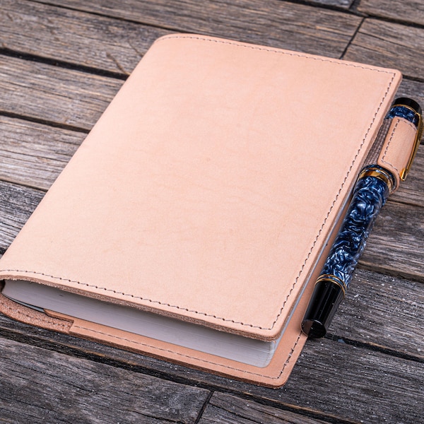 Leather Slim A6 Notebook / Planner Cover - Undyed Leather