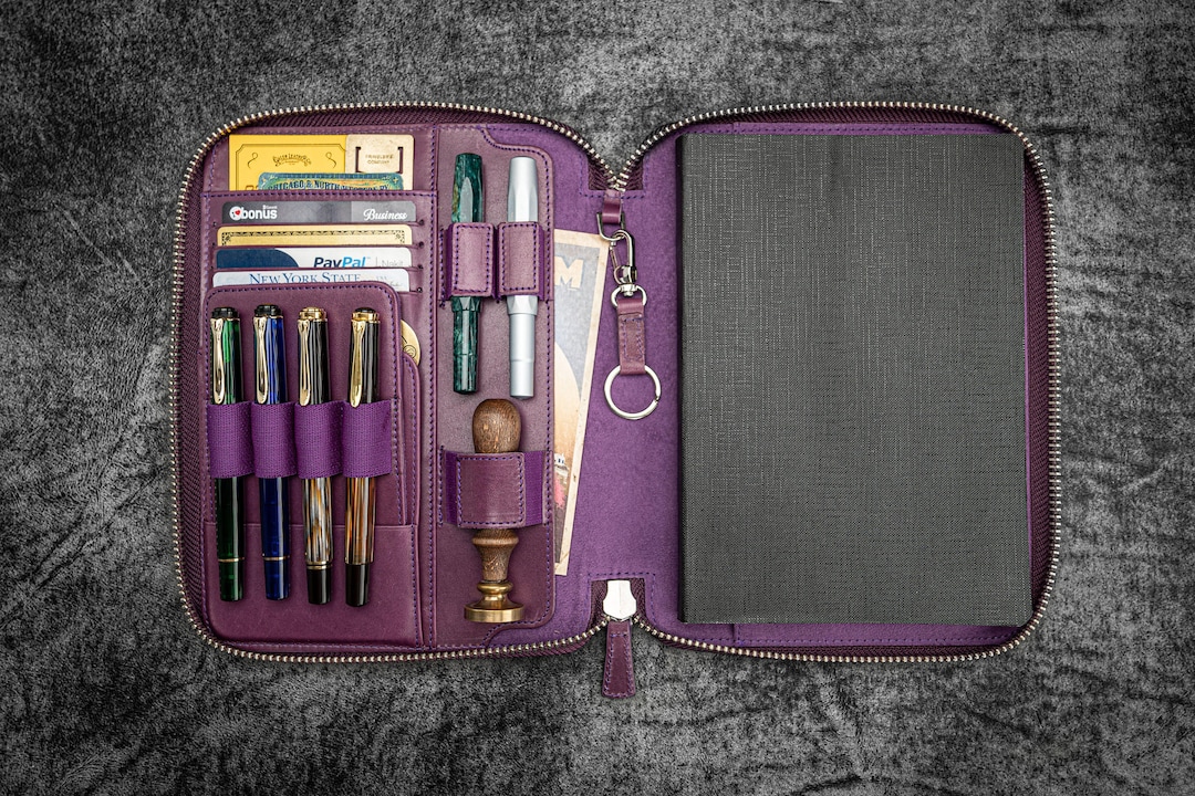 Leather Zippered A5 Leuchtturm1917 Notebook Folio - Purple