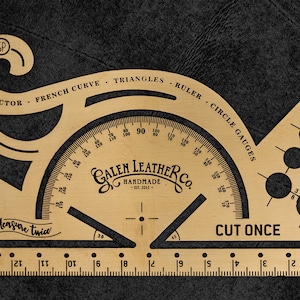 Combiné d'outils en laiton d'inspiration vintage - Rapporteur d'angle - 14 cm