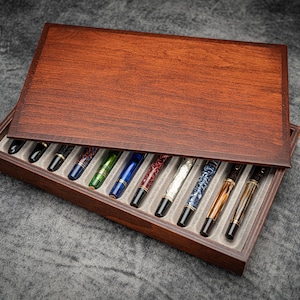 Stack & Store Wood Pen Display Box - With Wood Lid