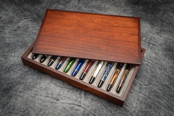 Stack & Store Wood Pen Display Box With Lid – Walnut Wooden Pen