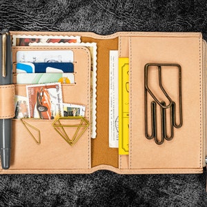 Inserto de billetera de cuero para cuaderno de viajero - Tamaño pasaporte - Cuero sin teñir