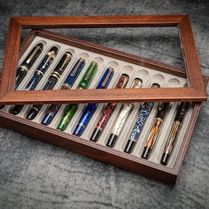 Stack & Store Wood Pen Display Box - With Clear Lid