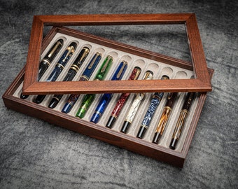 Stack & Store Wood Pen Display Box – Beech Wood Stackable Pen Tray, Handcrafted Fountain Pen Organizer, Luxury Stationery Gift
