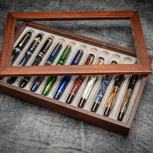 筆記具 STACK & STORE WOOD PEN TRAY WOOD LID Stack & Store Wood Pen Display Box With Lid – Walnut Wooden Pen