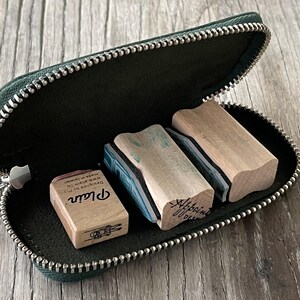Leather Zippered Double Pen Case for Kaweco - Pocket Pen - Crazy Horse Forest Green