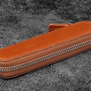 Leather Zippered Single Pen Case for Kaweco - Pocket Pen - Brown-