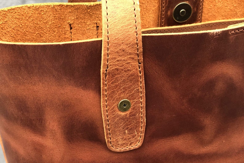 Leather Tote Bag Crazy Horse Tan image 6