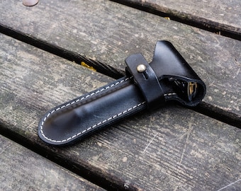 Leather Safety Razor Case - Black