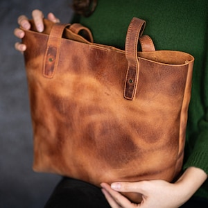 Leather Tote Bag - Crazy Horse Tan