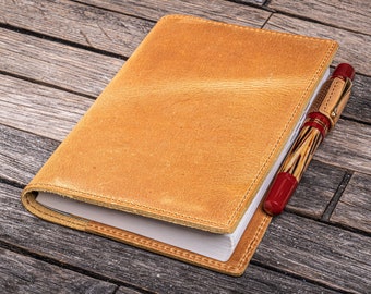 Leather Slim A6 Notebook / Planner Cover - Crazy Horse Honey Ochre